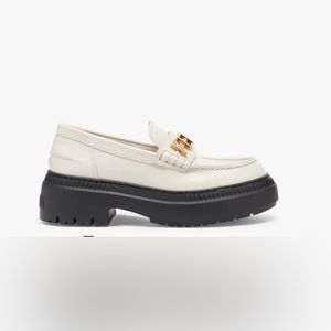Fendi Fendigraphy platform loafers in ivory. NIB